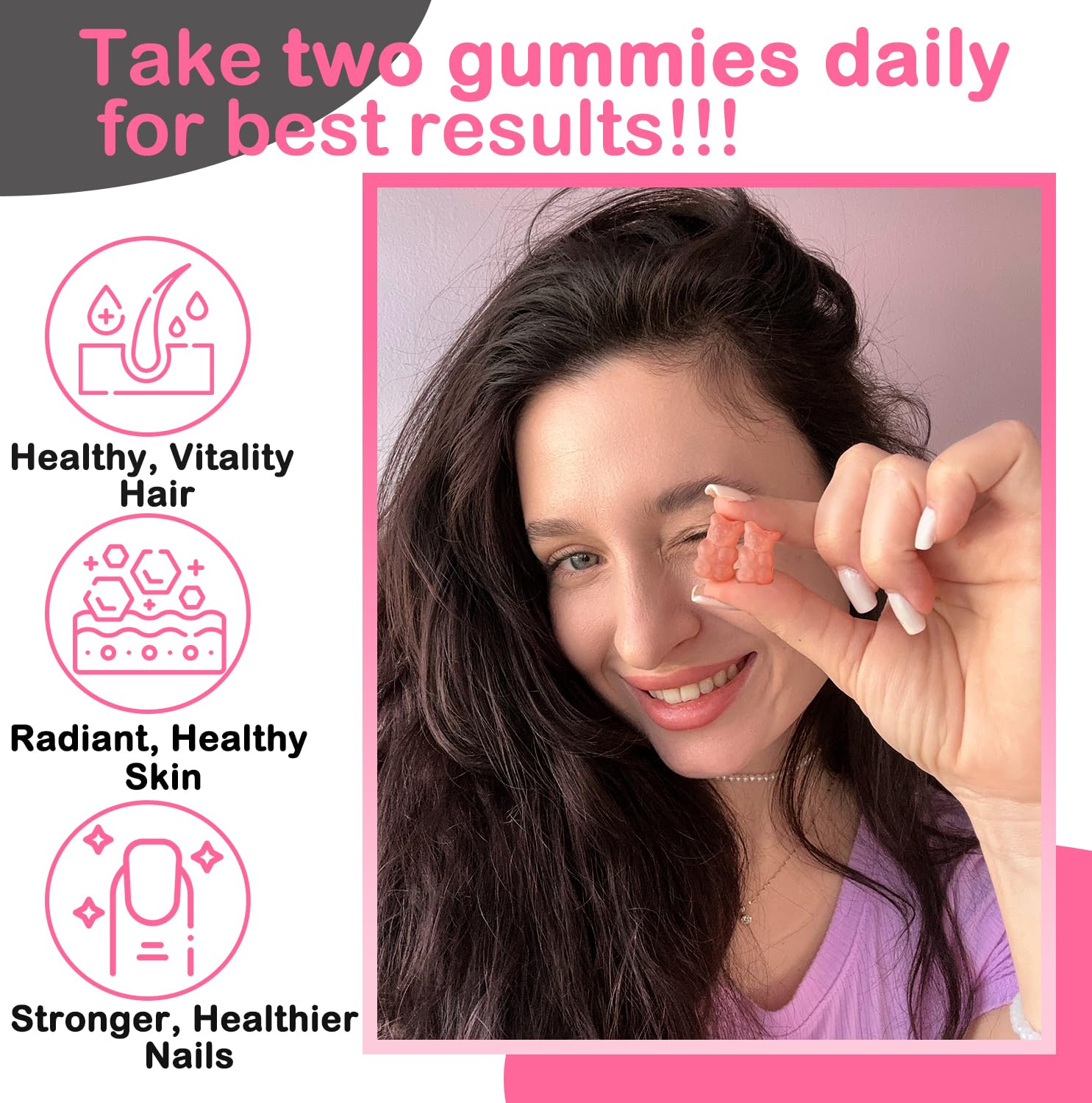 VEGEPOWER Biotin Gummies for Hair Growth 10000mcg - Vegan Biotin Vitamins Supports Healthy Hair, Skin and Nails, Hair Vitamin Gummy for Women & Men - Non-GMO, Chewable Supplement
