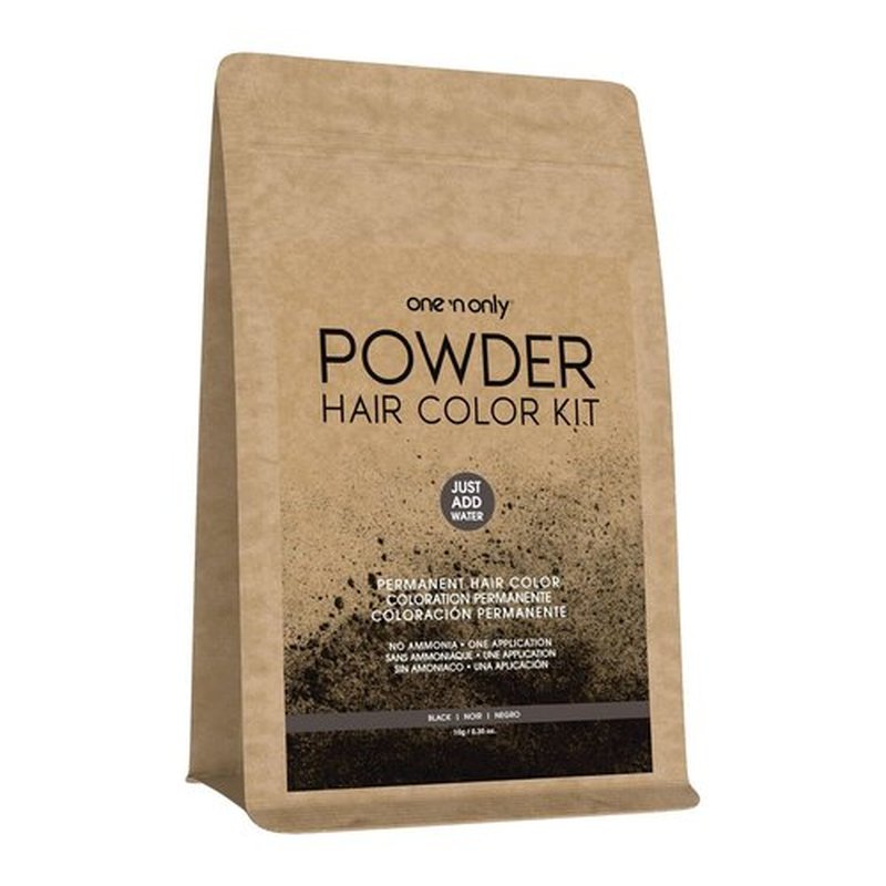 One N' Only Powder Hair Color Kit - Black Permanent Color for 100% Gray Coverage | Just Add Water, No Developer Needed, Vegan & Cruelty-Free