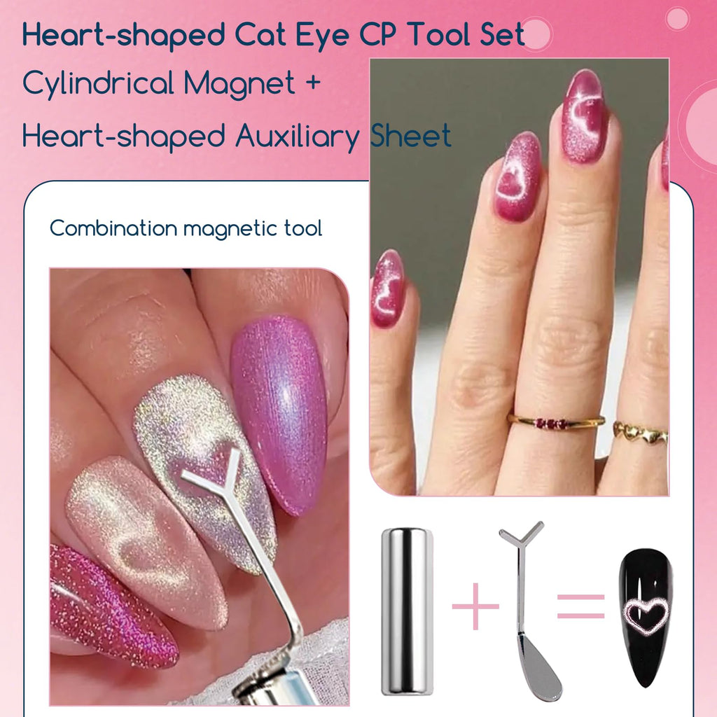 XEAOHESY 6 Pieces Cat Eye Magnet for Nails Multi-Functional 3-in-1 Nail Magnets Y-Shaped Metal Brackets for Heart Effect Heart Magnet for Nails Flower Cat Eye Magnetic Pen for Cat Eye Gel Nail Polish