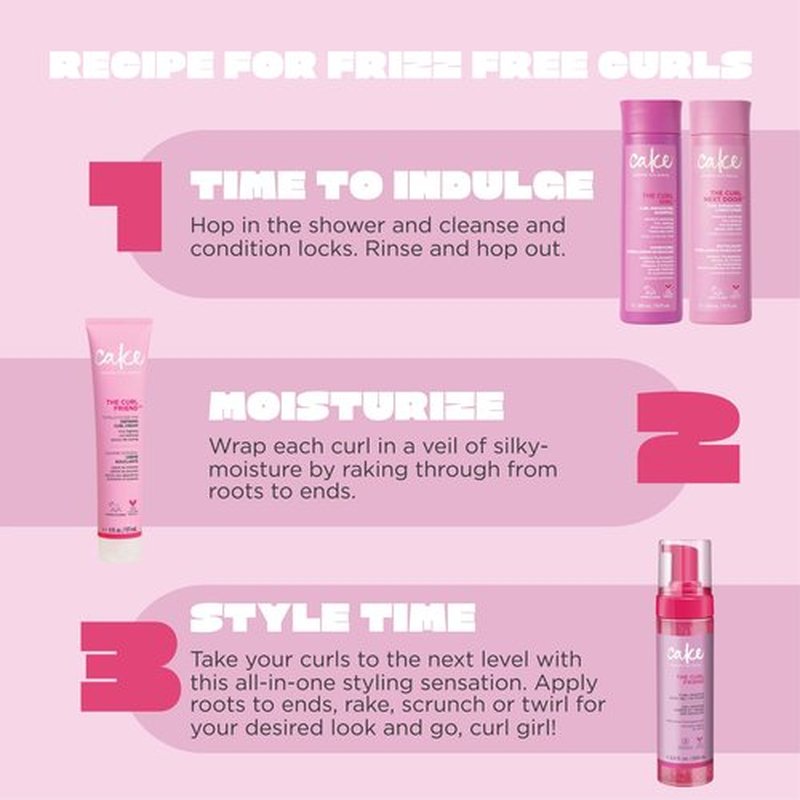 Cake Beauty Gel-to-Foam Curl Styler, The Curl Friend – High Hold & Definition - Frizz Protection- Infused with Coconut Oil & Shea Butter - For Curly Hair- 6.8 fl oz./ 200 mL