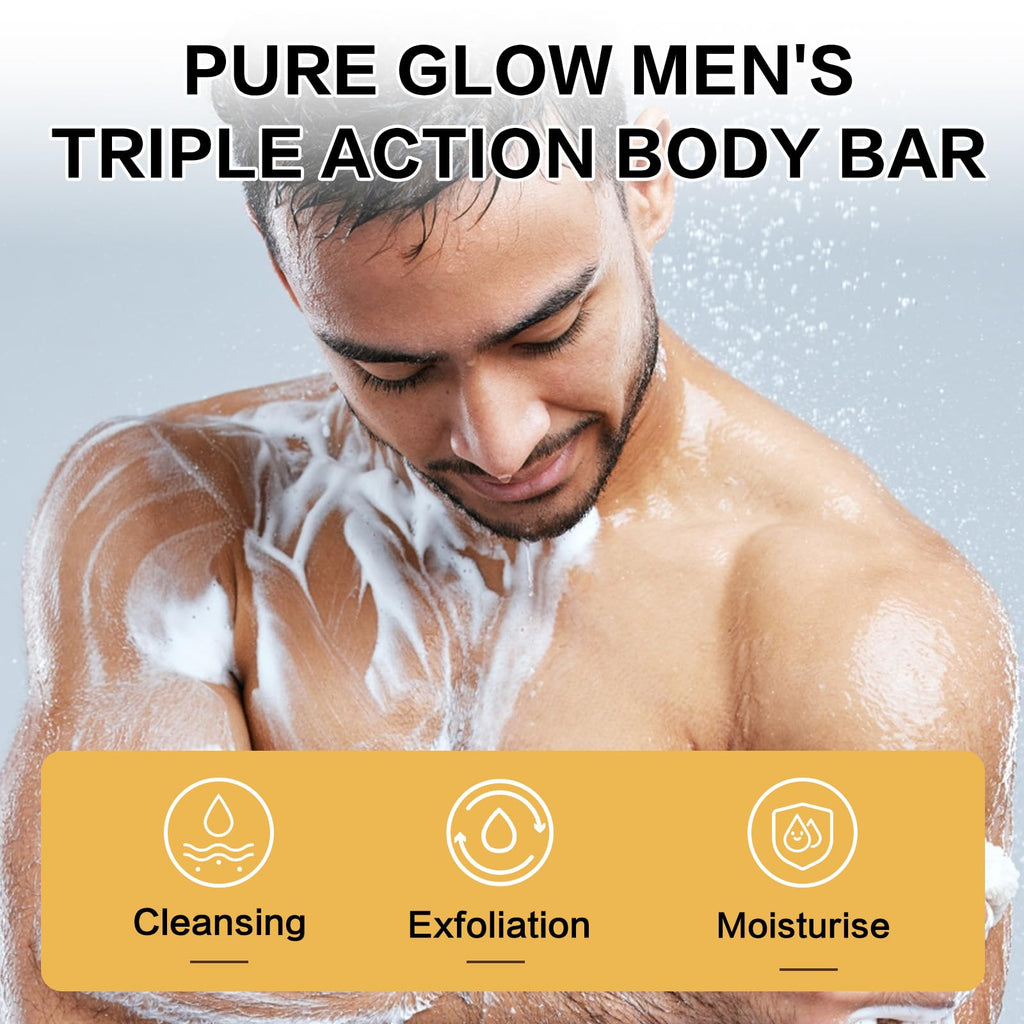 3-in-1 Men's Body Bar Soap Set for Summer – 2 PCS Exfoliating & Moisturizing Bar with Shea Butter & Oatmeal – Long-Lasting Fragrance – Sandalwood + Citrus Scents (2PCS Sandalwood + Citrus Scents)