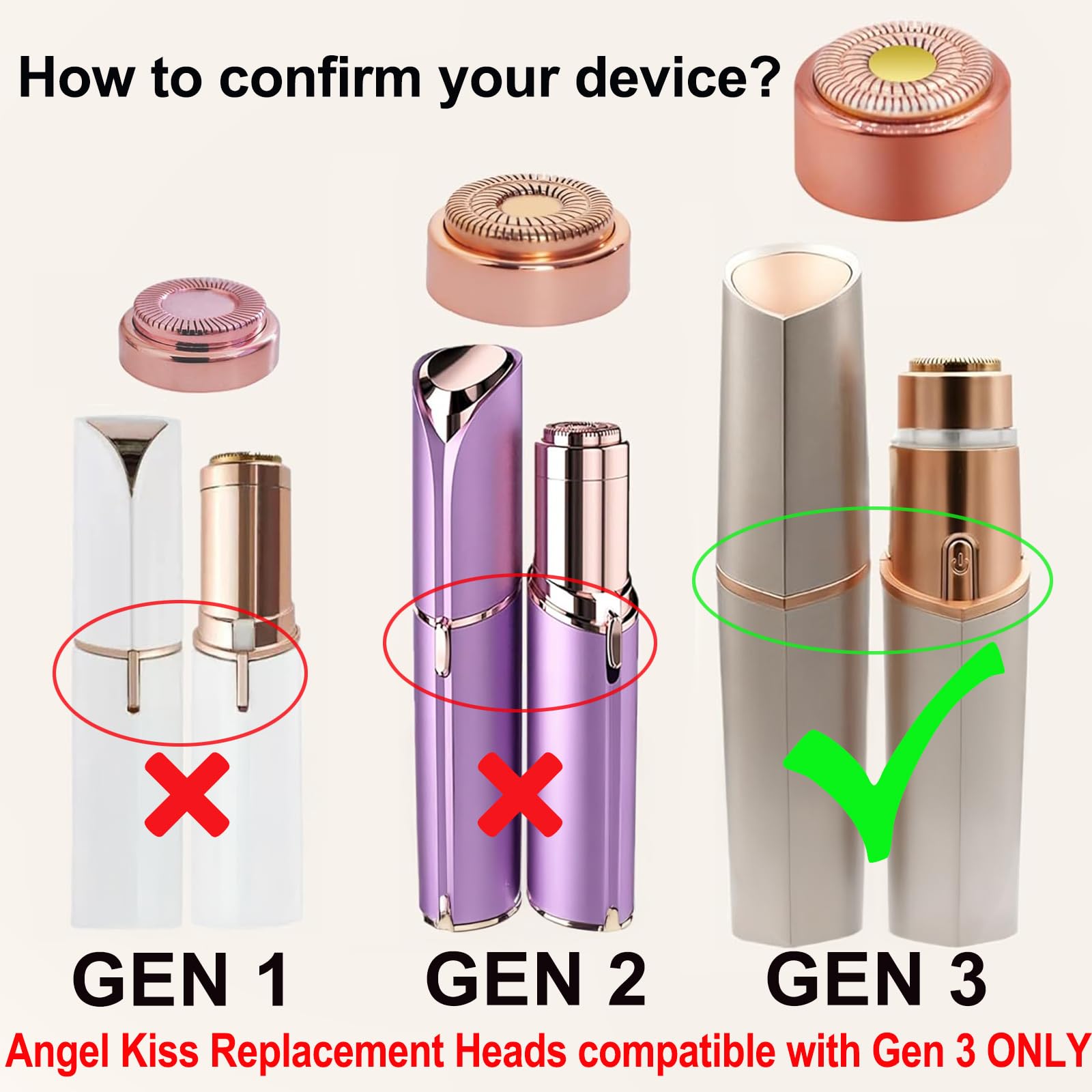 Generation 3 Replacement Heads for Finishing Touch Flawless Facial Hair Remover Gen 3 - Double Precision Enhanced Floating Blades Heads for NEW Flawless Gen 3, PACK of 6, w/Storage Case & Clean Brush