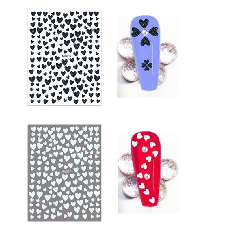 IHUKEIT 10 Sheets Glitter Heart Nail Stickers for Women Girls Kids Nail Decoration 3D Self Adhesive Shinning Nail Decals for Fingernails and Acrylic Nails Design (Glitter Heart)