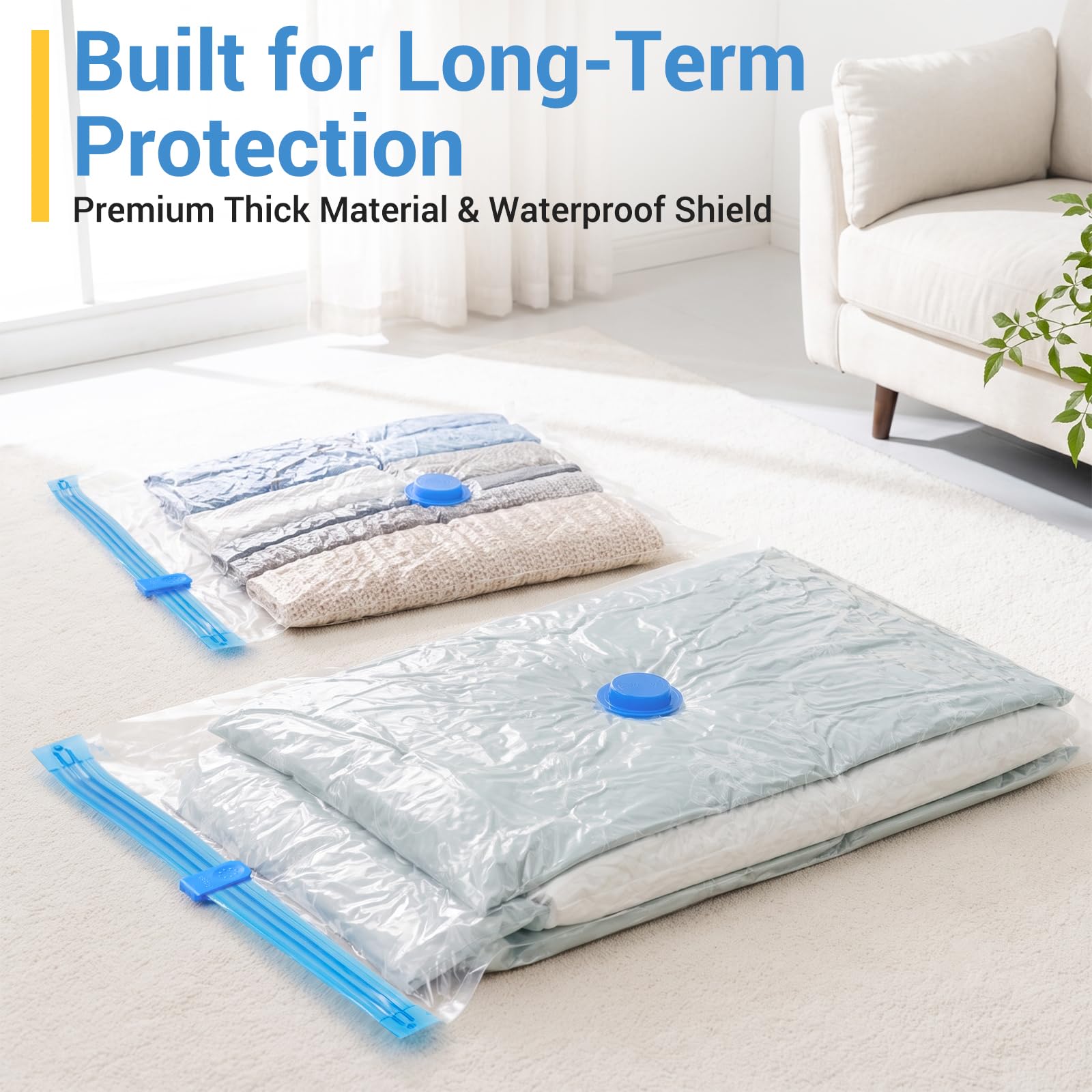 Fygrip Vacuum Storage Bags with Hand Pump, Plastic Packaging Bags, 80% Space Saver Vacuum Seal Bags for Clothing, Travel Lugggage, Blankets, Comforters, 20 Combo