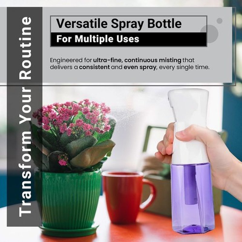 Continuous Mist Spray Bottle - Ultra Fine Mist for Hair Styling & Versatile Use - 5 oz Purple Octagon