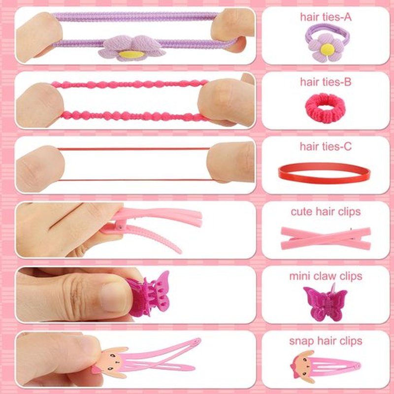 Toddler Girls Hair Accessories Kit, Little Girl Hair Clips Set Hair Stuff Kids Hair Ties Accessory Kits Variety Pack Cute Barrettes Hair Clip Sets Toddlers accesorios cabello niñas 4-6 3 4 5 Year Old