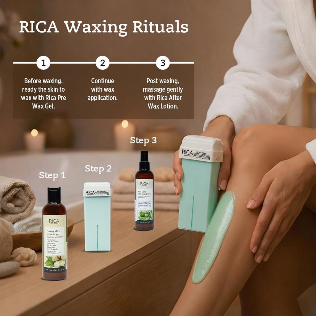 Rica Aloe Vera Roll-On Wax Kit (Set of 2 Refill Wax) 100 ML - Made in Italy