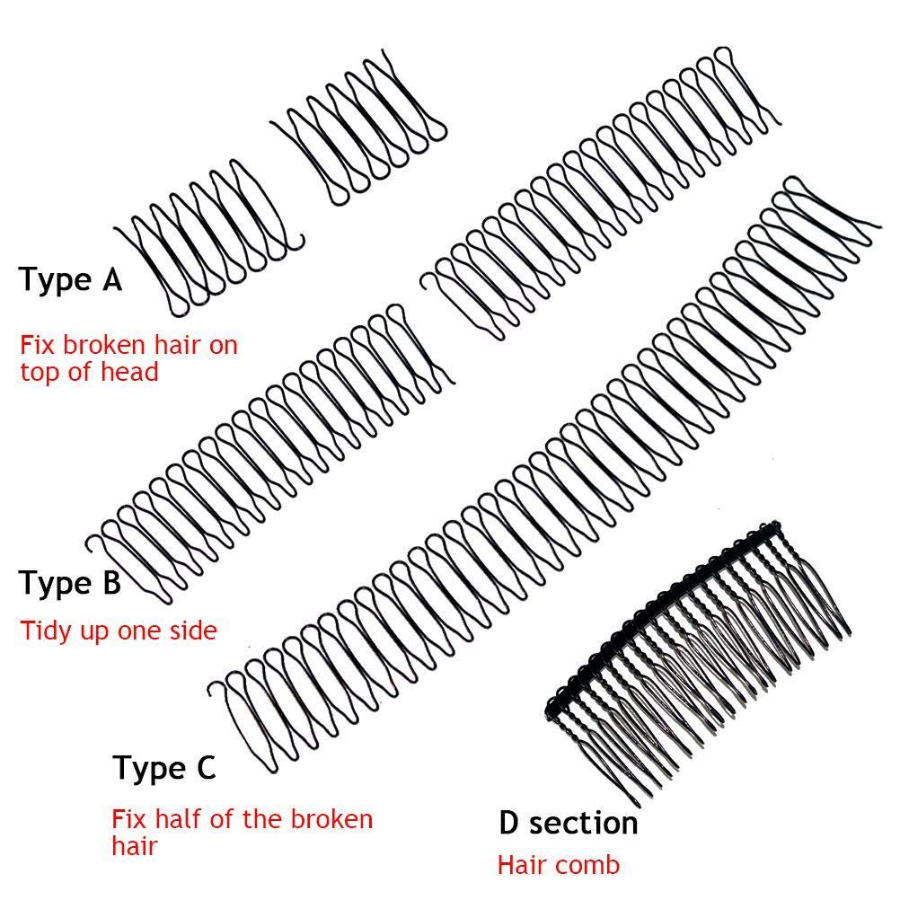 Teeth Hair Clip Combs, Metal Hair Side Combs U shaped Hair Finishing Fixer Comb Pins Material All Weather Retention Different Hairstyles for Women (black)