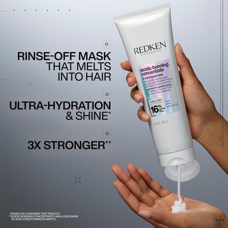 Redken Acidic Bonding Concentrate Hair Mask - Hydrating 5-Minute Liquid Mask for Strengthening Dry, Damaged Hair