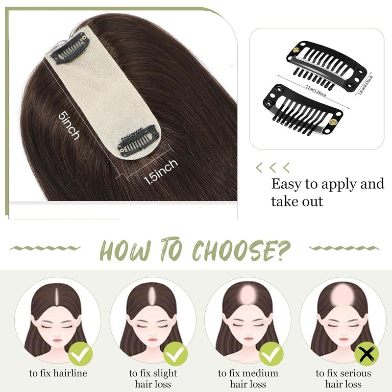 Urbeauty Hair Toppers for Women Real Human Hair for Thinning, 16 inch 1.5”x5”Silk Base Upgrade Topper, Clip-in Volume Enhancer, Natural-Looking, No Glue, Breathable, Lightweight