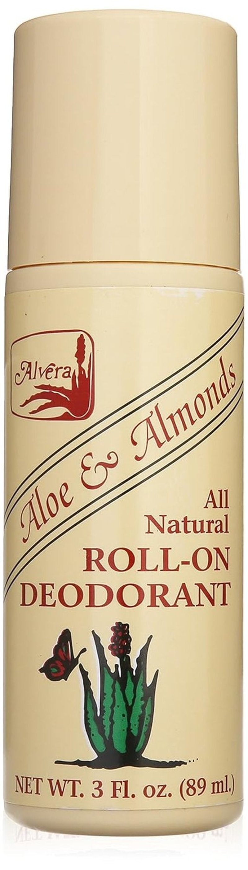 Alvera All-Natural Roll-On Deodorant - Aloe & Almonds | 3 Oz for Long-Lasting Freshness