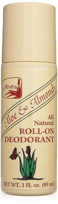 Alvera All-Natural Roll-On Deodorant - Aloe & Almonds | 3 Oz for Long-Lasting Freshness