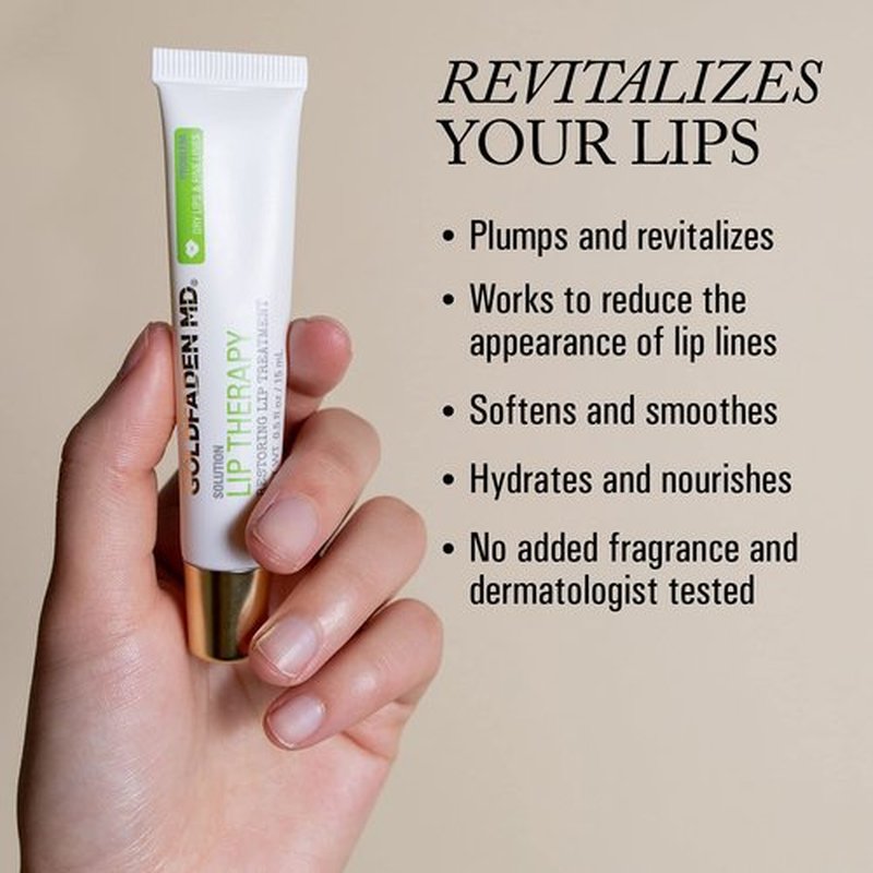 Goldfaden MD Lip Therapy | Restoring Lip Treatment | w/Peptides, Hyaluronic Acid, Fruit Berry Wax, Borage Oil, Rose Hip Oil & Vitamin E | Nourishes, Hydrates & Plumps Appearance 0.5 ﬂ oz / 15 mL