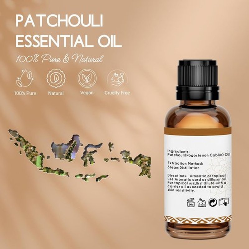 Patchouli Essential Oil - 100% Pure Natural Oil for Skin, Hair, Diffuser & DIY Projects | 1 Oz