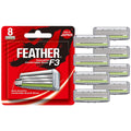 Feather - F3 Razor Blades Refills - Wavy Guard with SiC Ceramic Technology for Smooth Shave - Reduces Irritation and Razor Burns - Innovative Comfortable Blades for Sensitive Skin - 8 Pack
