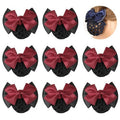 TXIN Women's Hair Accessories: Satin Bow Crochet Knit Red Snood with Bowknot Barrette, Non-slip Mesh Hair Clips for Work and Girls