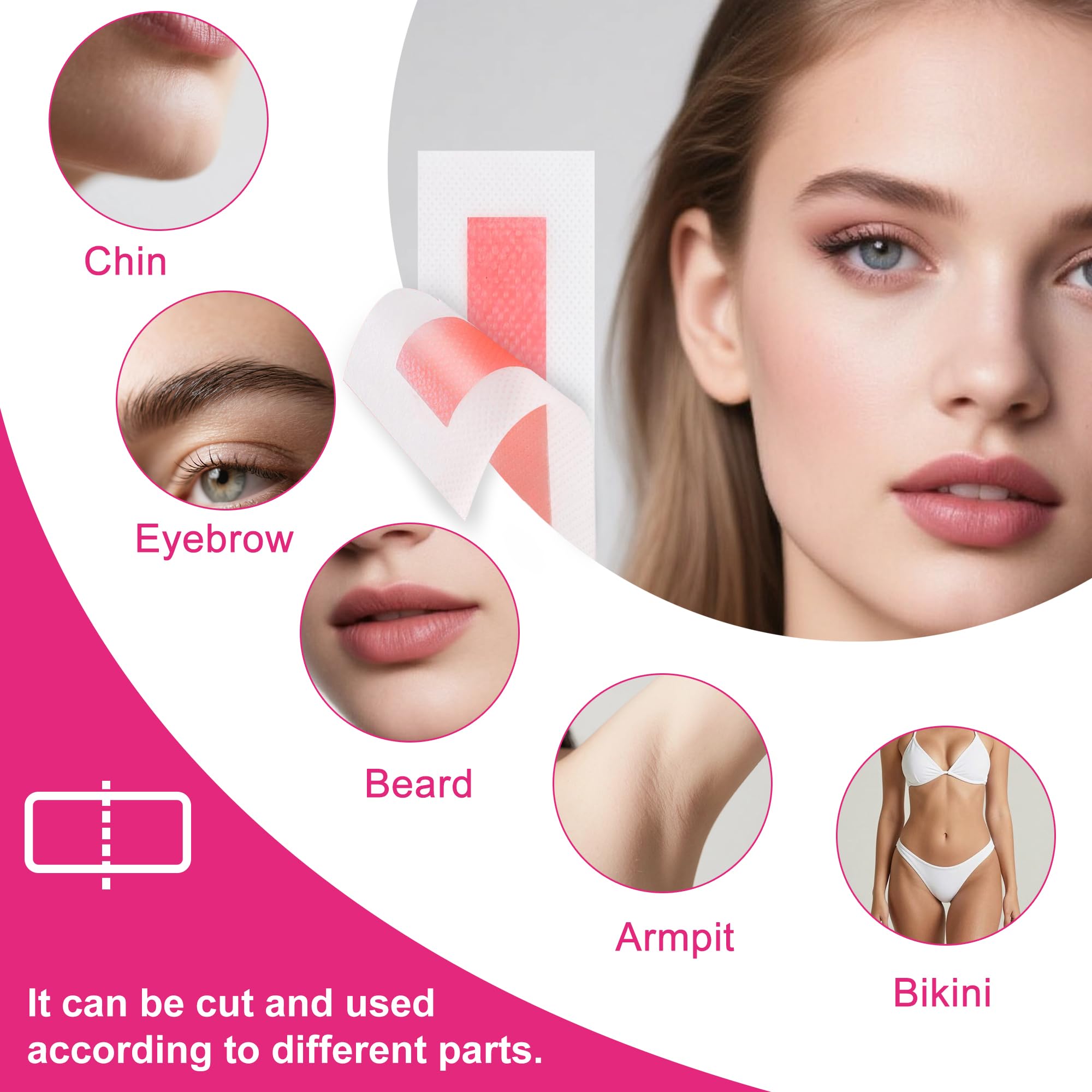 20Pcs Facial Wax Strips for Women, Upper Lip & Eyebrow Hair Removal, Hypoallergenic for Sensitive Skin, Removes Even Short Hair, Up to 5 Weeks Smooth, Easy No-Heat Waxing Kit, 10 per Bag PH