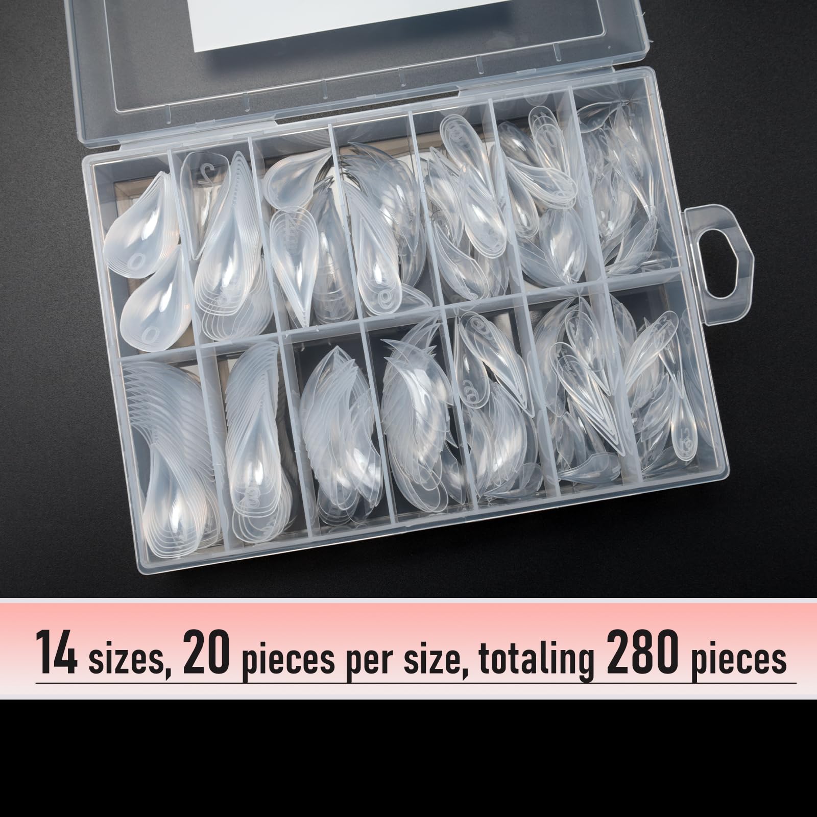 Wellquinn Short Cat Claw Curved Stiletto Nail Dual Forms for Extension, Sculptural Eagle Hawk Acrylic Nails Reusable Full Cover Mold Suitable for Polygel Solid Hard Builder Gel 280Pcs 14 Sizes Q57