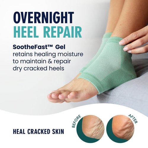 Dr. Frederick's Moisturizing Heel Socks - Olive Oil & Vitamin E Infused - 2 Pairs - Green Aloe for Cracked Heels