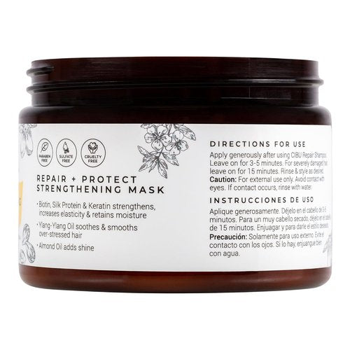 CIBU Repair Strengthening Mask - Hydrating Keratin & Almond Moisture for Damaged Hair - 12oz