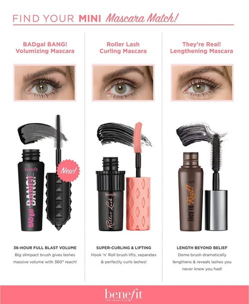 Benefit Cosmetics Lash Leader Mini Trio - Travel Size Roller Lash, Bad Gal Bang & They’re Real