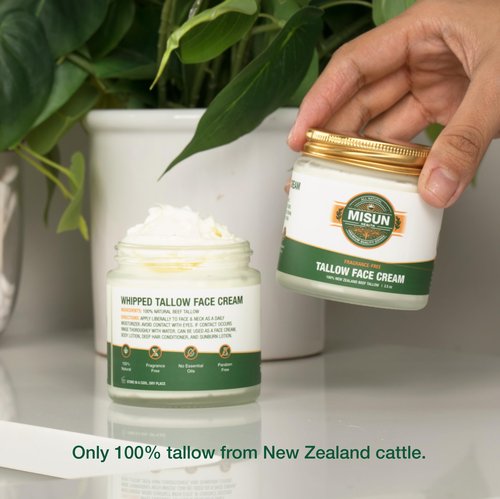 Misun Health Grass Fed Beef Tallow Moisturizer for Skin - Hydrating All Natural Skincare Face & Body - Unscented & Fragrance-Free