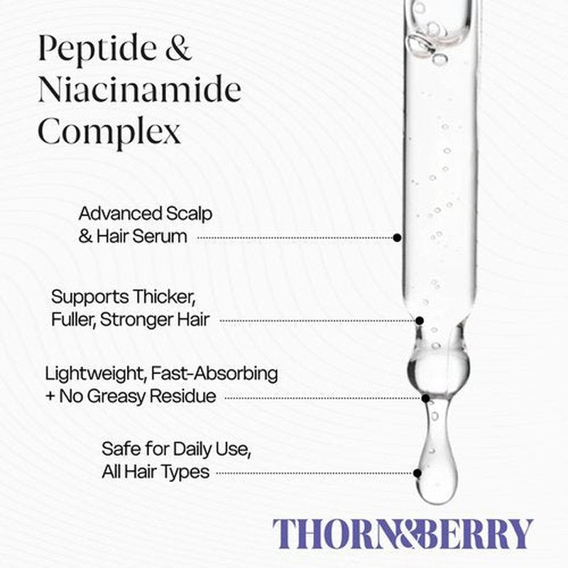 Thorn & Berry Scalp Serum For Thinning Hair & Density Booster | Hair Thickening And Strengthening Treatment For Damaged & Thicker Hair | Biotin Hair Oil With Rosemary, Peppermint, And Topical Caffeine