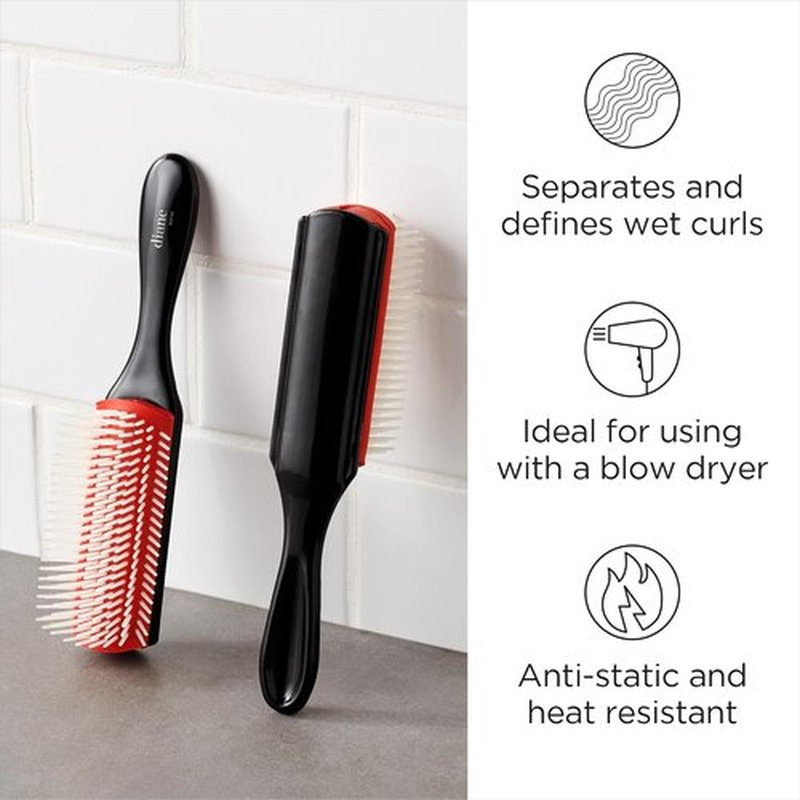 Diane Pro Nylon Pin Hair Brush - Effortless Detangling for Thick or Curly Hair | Ideal for Wet Styling