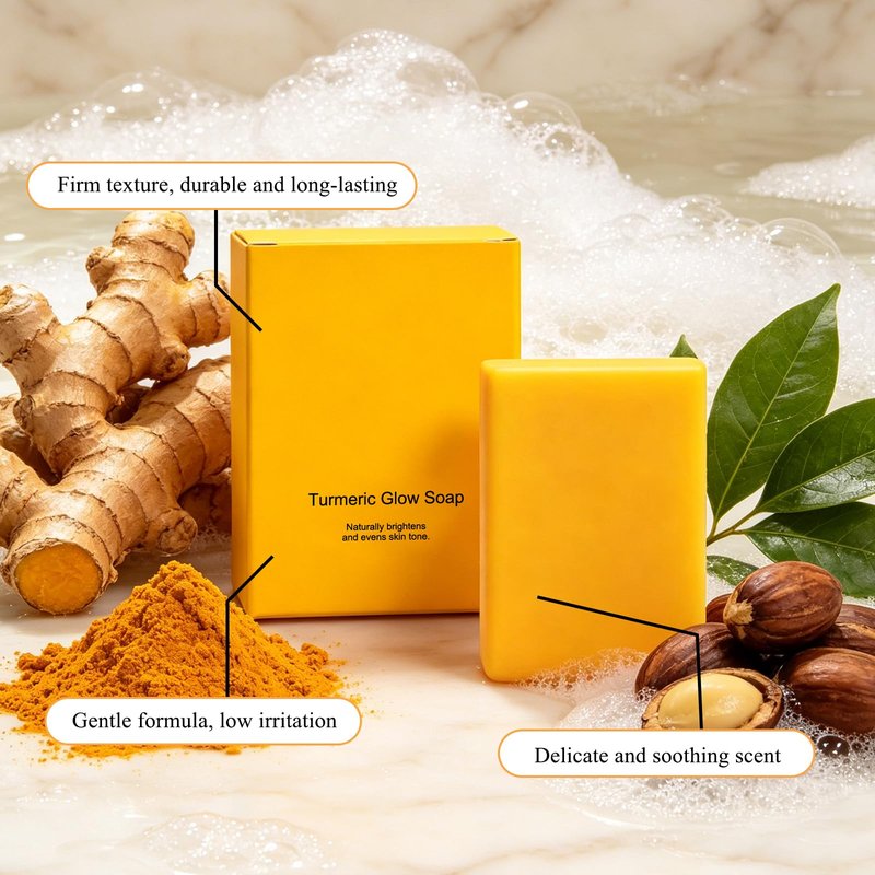 Lucift 2PCS Turmeric Wash Soap, Turmeric Cleansing Soap, Body Skin Care Handmade Soap, Gentle Formula for All Skin Types, Ideal for Face and Full Body Care