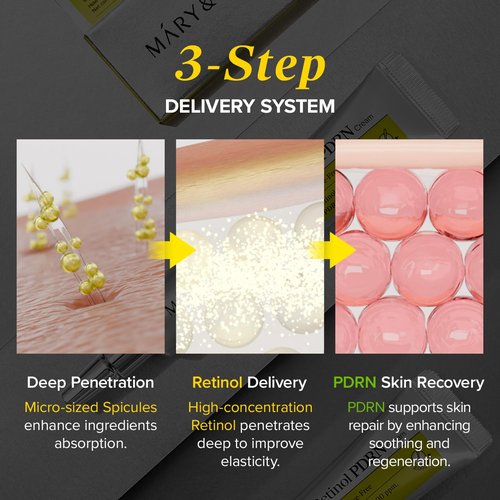 Mary&May Spicule Retinol PDRN Cream - Korean Face Moisturizer with Marine Spicules & Nano Liposome Retinol - Pore Firming Treatment for Sensitive Skin, 15g / 0.5 oz
