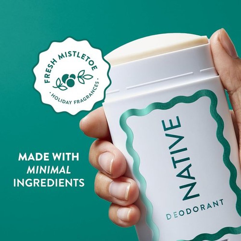 Native Deodorant - Holiday Edition Fresh Mistletoe Scent | 72-Hour Odor Control, Aluminum-Free, Unisex