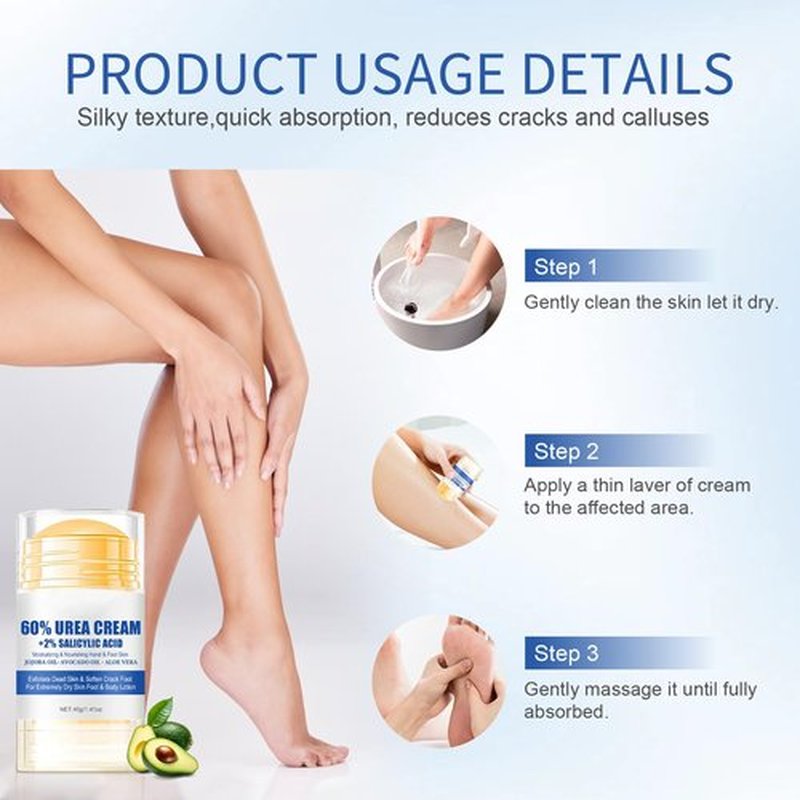 60% Urea Plus 2% Salicylic Acid Foot Balm Stick, 2025 Upgraded Urea Cream Moisturising and Relieves Cracking & Dryness, Natural Formula Cracked Heel Stick Repairs Dry Cracked for Feet and Hand (2PC)