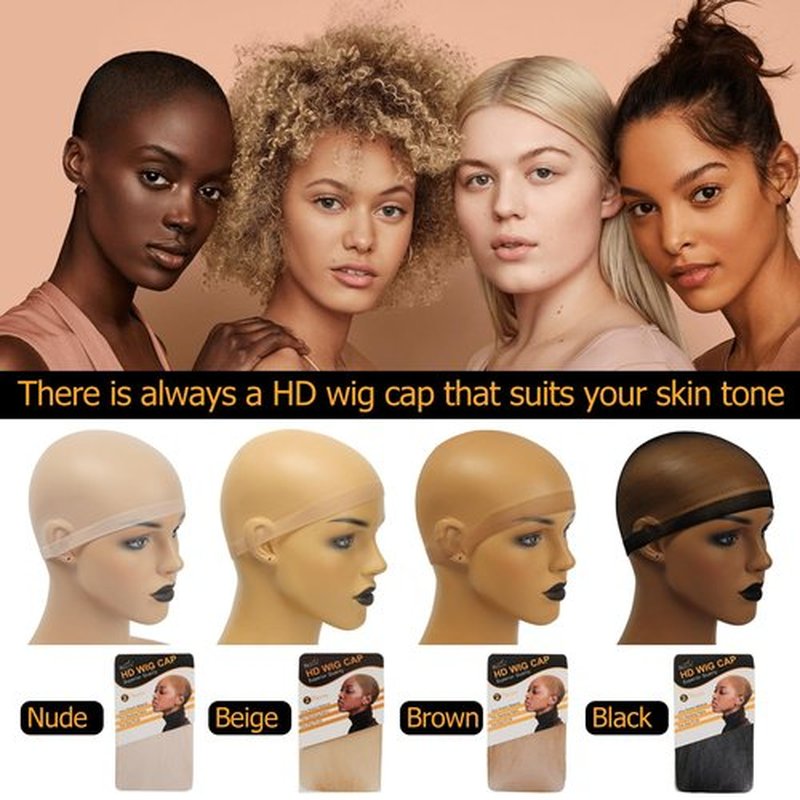 BEEOS Nude SKINLIKE HD Wig Cap, 24 Pieces Invisible and Sheer Breathable Ultra-thin Stretchy Stocking Caps for Lace Front Wigs, Bald Cap for Women