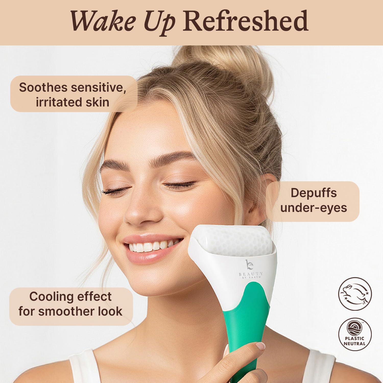 Ice Roller for Face - Smoothes Fine Lines & Wrinkles, Face & Eye Roller for Puffy Eyes, Skin Care Massager, Beauty Gift that Helps Relieve Migraines, Facial & Spa Gifts for Women