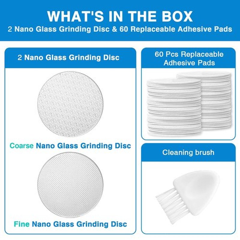 OZLICE 2 Pcs Nano Glass Sandpaper Disc for APRELM Electric Foot Callus Remover with 60 Pieces Replaceable Round Double-Sided Adhesive Pads Replaceable Sandpaper Disc