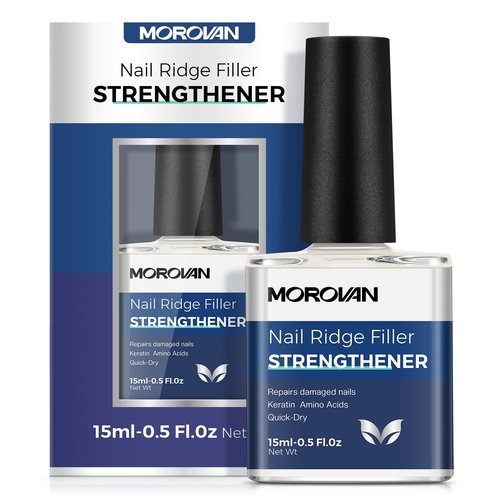 Morovan Nail Strengthener and Growth: Natural Keratin Repair Nail Polish Hardener & Ridge Filler Treatment for Damaged, Cracked, Thin Nails, Prevent Discoloration and Essential Nail Care for women