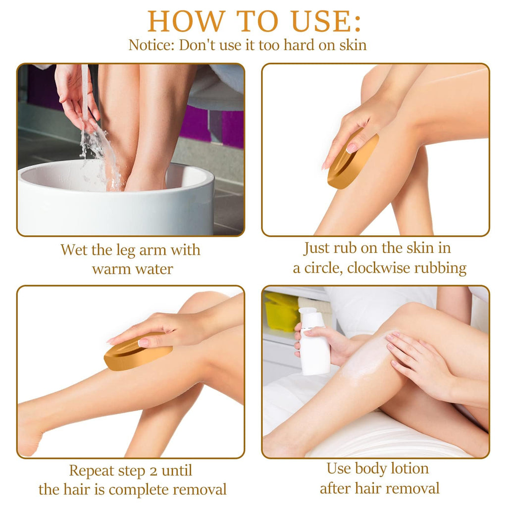 Crystal Hair Eraser, Painless Hair Removal Tool, Reusable Hair Remover for All Body Parts (Gold)