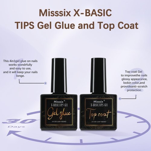 Misssix Deep French Tip Press On Nails, 160Pcs French Gel Nail Tips, Short Square Soft Gel Fake Nails, X-BASIC Tips Starter Kit for Nail Art DIY 16 Sizes
