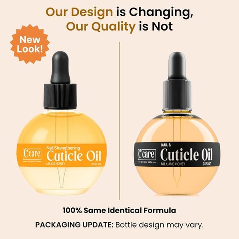 C CARE Cuticle Oil - Milk & Honey Nail Treatment - Repairs, Moisturizes & Strengthens Nails - 2.5 oz Bottle
