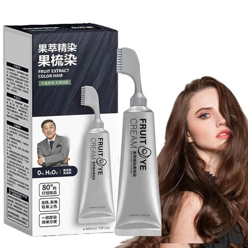 Regine Switzerland Black Fruit Hair Dye Cream - Natural Grey Coverage for Men & Women | Dark Brown
