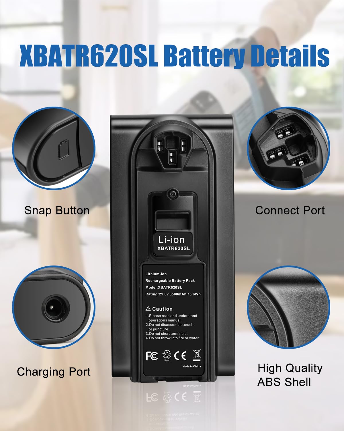 Leisuda 3.5Ah 21.6V Vacuum Battery Replacement for Shark XBATR620SL Battery