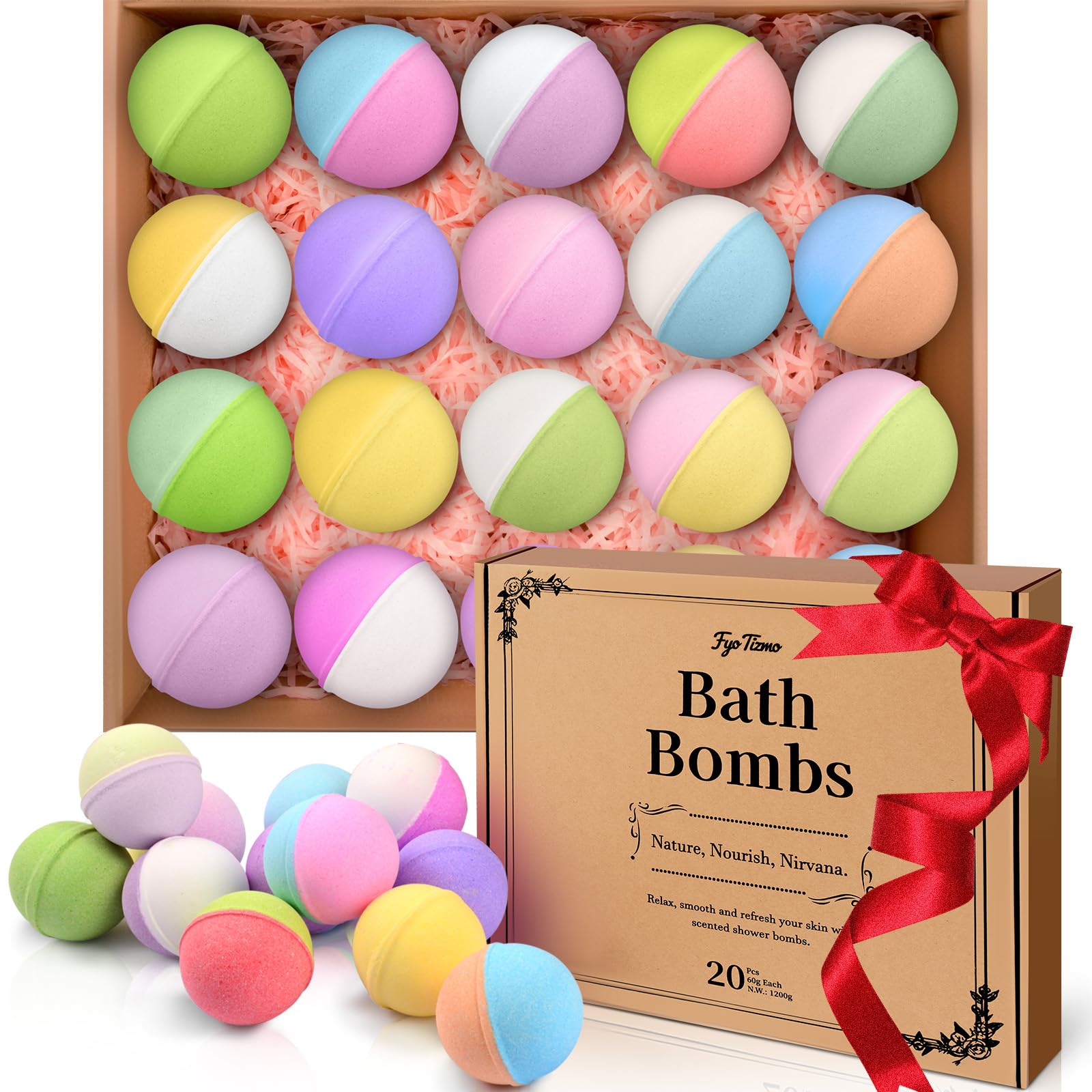 Bath Bombs for Women Gift Set, 20 Pcs Natural Bath Bombs with 10 Unique Scents, Handmade Fizzies with Shea Butter for Skin Moisturizing, Organic Relaxing Bubble Bath, Spa Gift for Mom Wife Girlfriend