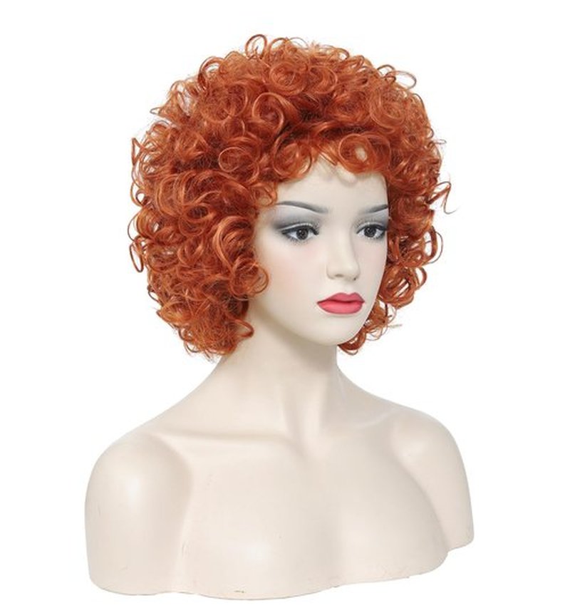 Traqur Women's short curly wig, 70s disco style afro wig, wig for Halloween cosplay and parties (Orange)