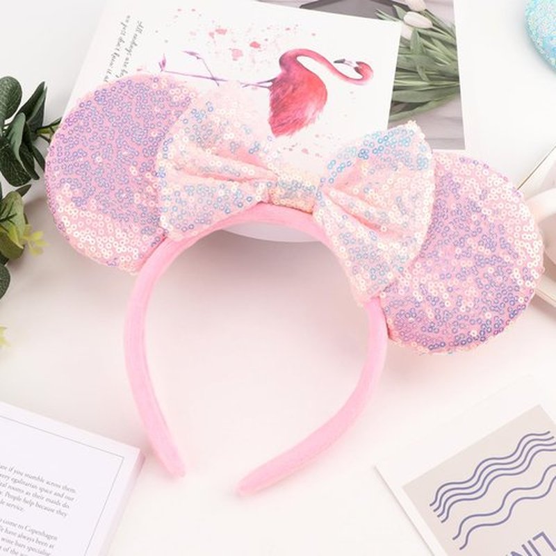 AQOKKA Mouse Ears Headbands with Bow Minnie Ears Cosplay Costume Hair Accessories for Women Birthday Party Decoration