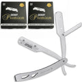 the shave factory Straight Edge Razor Kit - with Single | Stainless Steel razors for men from (Matte / 200 Derby Premium Blades)