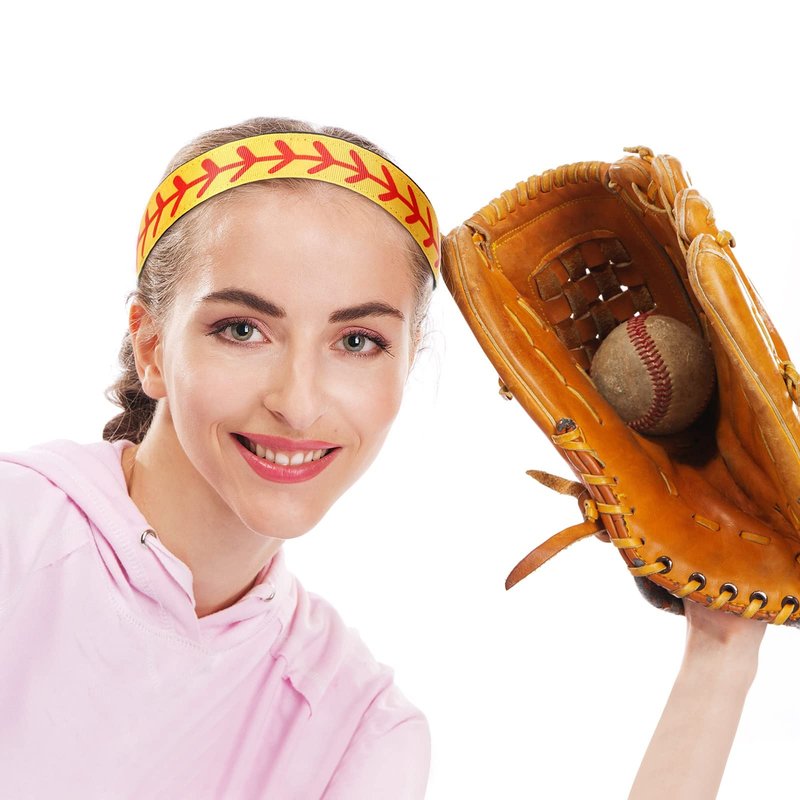 Yinder 6 Pieces Softball Headband for Girls Youth Adjustable Elastic Non-slip Softball Hair Accessories Workout Headbands for Sports Player and Teams