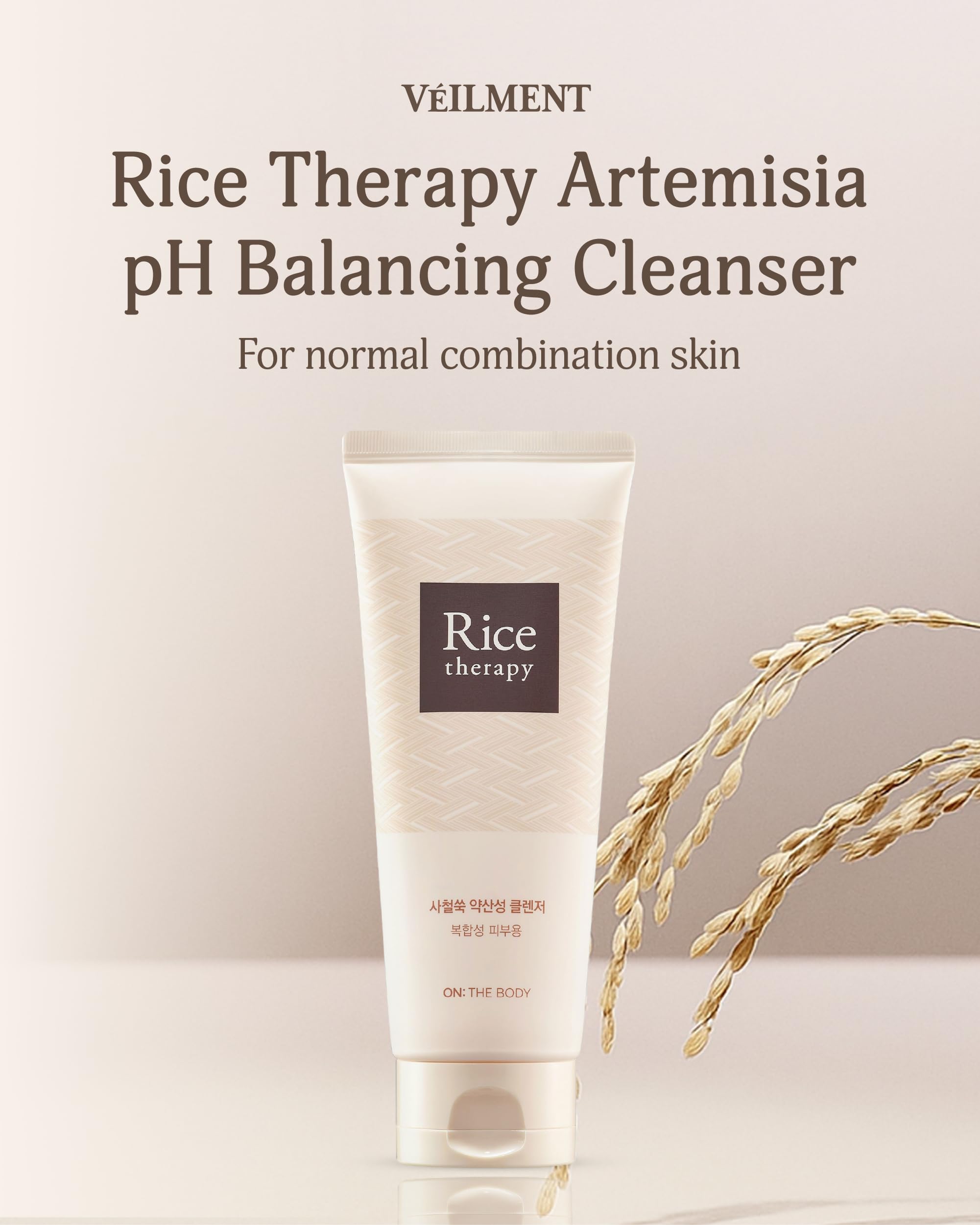 VEILMENT Rice Therapy Artemisia Cleanser (5.1+5.1fl oz, Pack of 2) - Gentle Moisturizing Face Wash for Sensitive Skin. Daily Hydrating Facial Foam for Clear, Radiant, Rice Cleanser Korean Skin Care