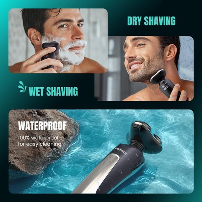 Skiennix Electric Razor for Men - Rechargeable Waterproof Wet/Dry Cordless Shaver