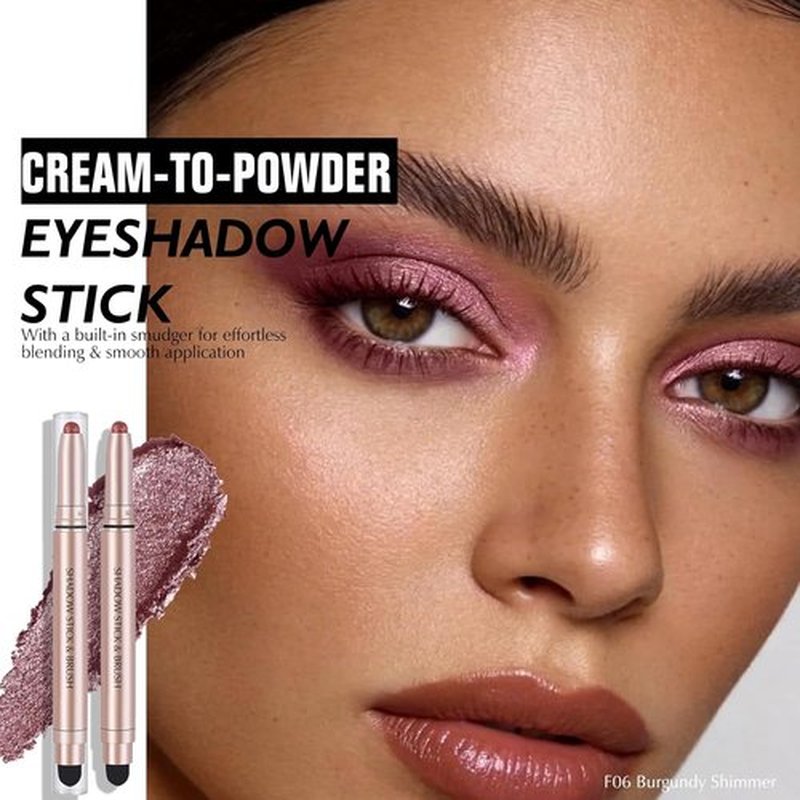Skiennix Burgundy Cream Eyeshadow Stick - Dual-Ended Long-Lasting Shimmer Pencil for Crease-Proof Application