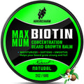 Biotin Beard Balm for Men – Unscented, Fast-Absorbing Beard Softener & Growth Balm with Castor, Shea & Jojoba – Conditions, Styles & Thickens Coarse or Patchy Facial Hair – Idea Gift for Him – 2 OZ